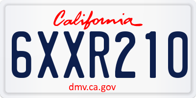 CA license plate 6XXR210
