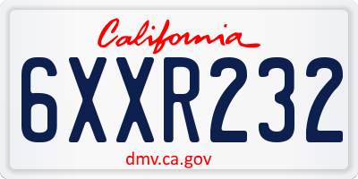 CA license plate 6XXR232