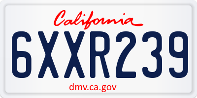 CA license plate 6XXR239