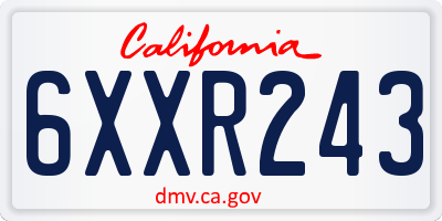 CA license plate 6XXR243