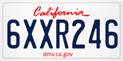CA license plate 6XXR246