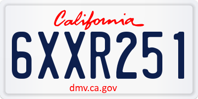 CA license plate 6XXR251
