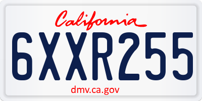 CA license plate 6XXR255