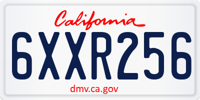 CA license plate 6XXR256