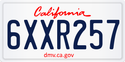 CA license plate 6XXR257