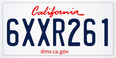 CA license plate 6XXR261