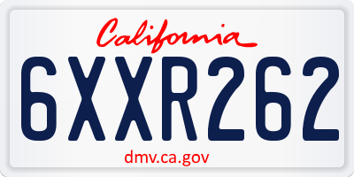 CA license plate 6XXR262