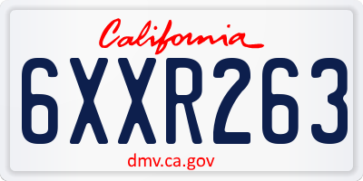 CA license plate 6XXR263