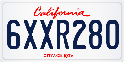 CA license plate 6XXR280
