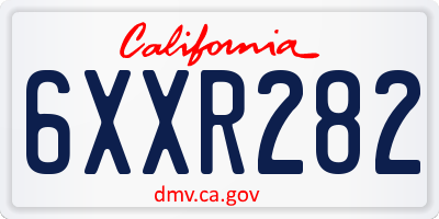 CA license plate 6XXR282