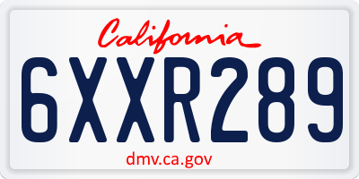 CA license plate 6XXR289