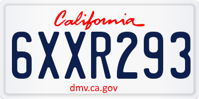 CA license plate 6XXR293