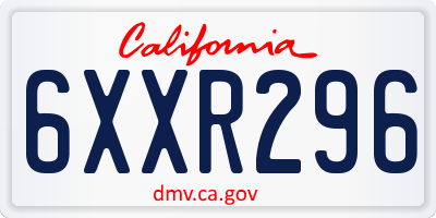 CA license plate 6XXR296