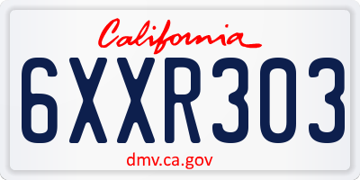 CA license plate 6XXR303