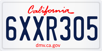 CA license plate 6XXR305
