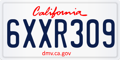CA license plate 6XXR309