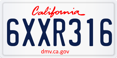 CA license plate 6XXR316