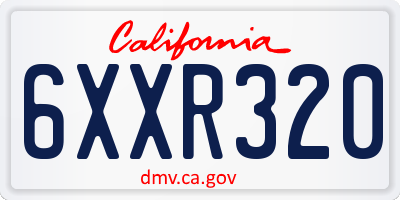 CA license plate 6XXR320