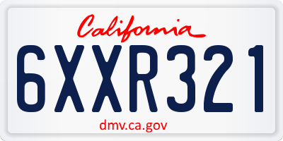 CA license plate 6XXR321