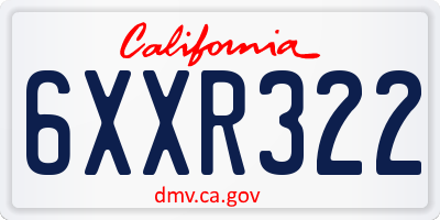 CA license plate 6XXR322