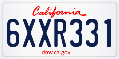 CA license plate 6XXR331