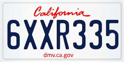 CA license plate 6XXR335