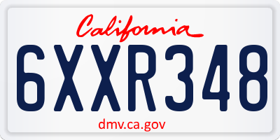 CA license plate 6XXR348