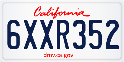 CA license plate 6XXR352
