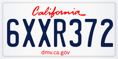 CA license plate 6XXR372