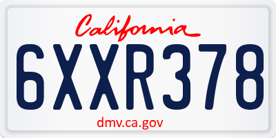 CA license plate 6XXR378