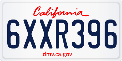 CA license plate 6XXR396