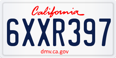 CA license plate 6XXR397