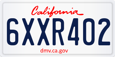 CA license plate 6XXR402