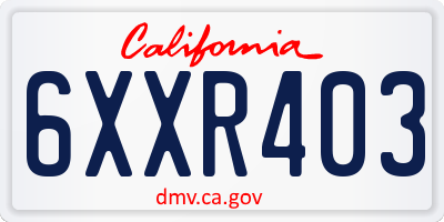 CA license plate 6XXR403