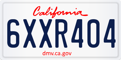 CA license plate 6XXR404