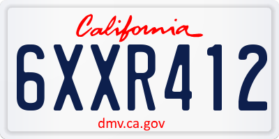 CA license plate 6XXR412