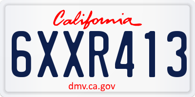 CA license plate 6XXR413