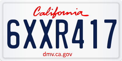 CA license plate 6XXR417