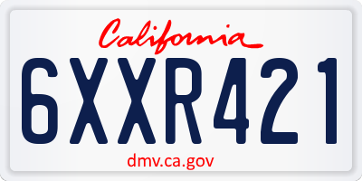 CA license plate 6XXR421