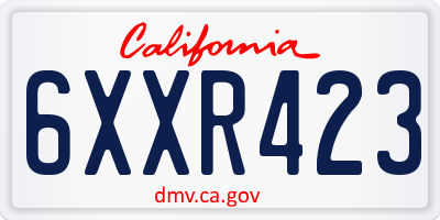 CA license plate 6XXR423