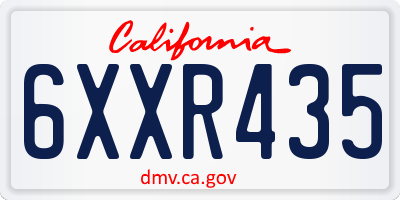 CA license plate 6XXR435