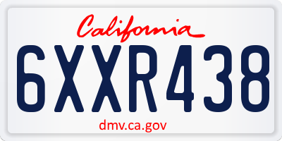 CA license plate 6XXR438
