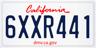CA license plate 6XXR441