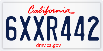 CA license plate 6XXR442