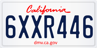 CA license plate 6XXR446