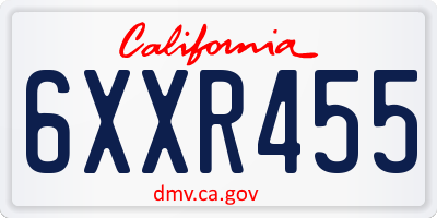 CA license plate 6XXR455