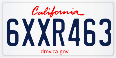 CA license plate 6XXR463