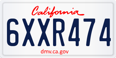 CA license plate 6XXR474