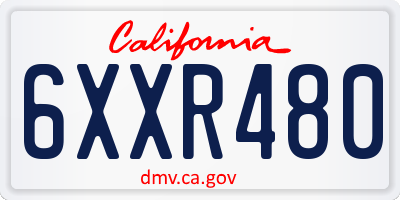 CA license plate 6XXR480