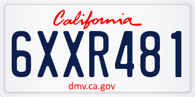 CA license plate 6XXR481